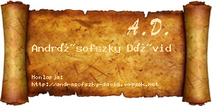 Andrásofszky Dávid névjegykártya